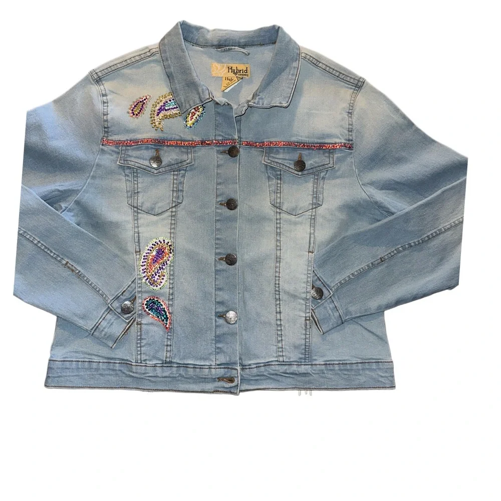 Paisley Crystal Embellished  Denim Jacket - Picture 5 of 9